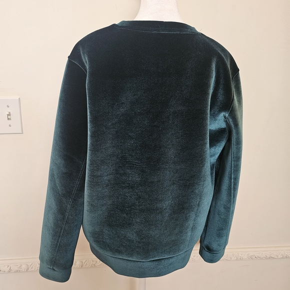 MAJE TORINA VELVET SWEATSHIRT GREEN SIZE 2- US M - Picture 3 of 9